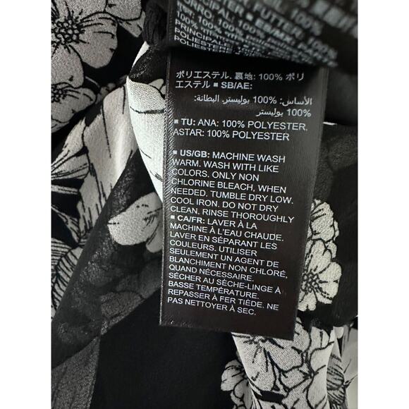 Truth & Fable Black And White Midi Chiffon V Neck Tunic Dress Size XL 3/4Sleeve - Picture 13 of 14